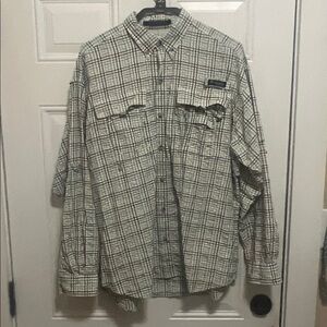 Columbia Men's Plaid Button Down Shirt - green and brown plaid